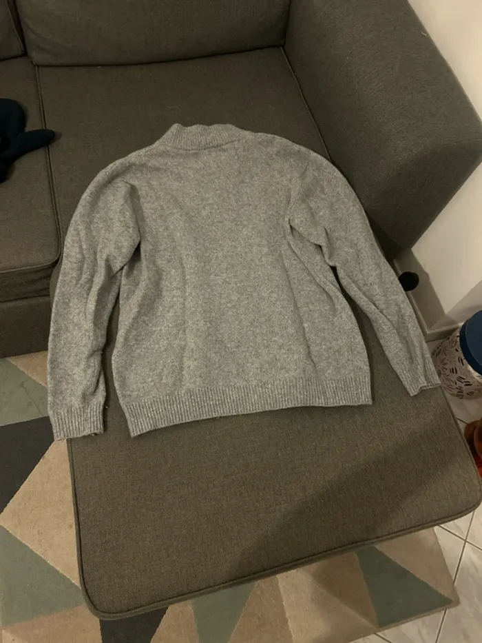 Pull avec de laine col bouton gris homme, Throttleman taille L - photo numéro 5