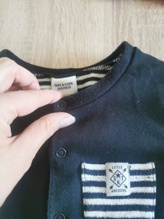 Combinaison noire bébé garçon 36mois tape à l'œil tbe - photo numéro 4