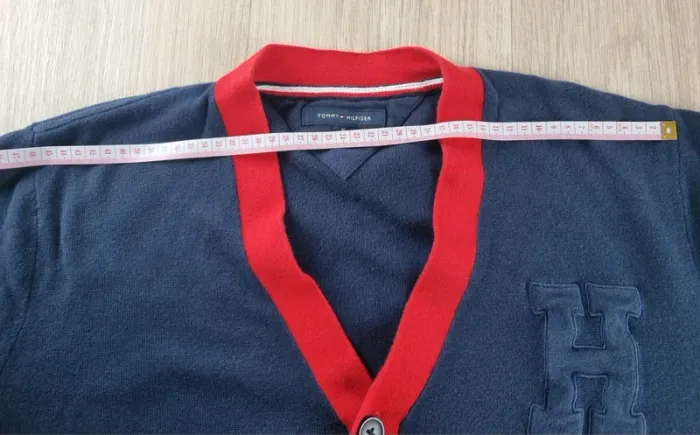 Veste a boutons Tommy Hilfiger bleue/rouge Homme Taille XL - photo numéro 8