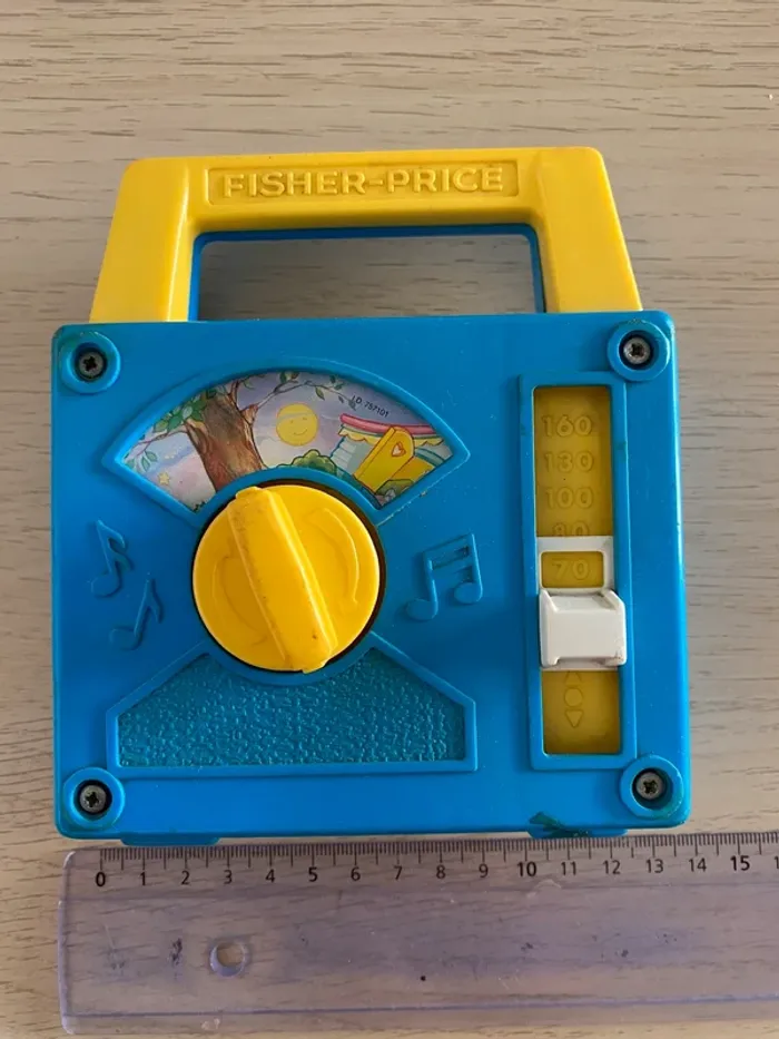 Boîte à musique Fisher price 1990 au clair de la lune bleu jaune music box jouet musical - photo numéro 3