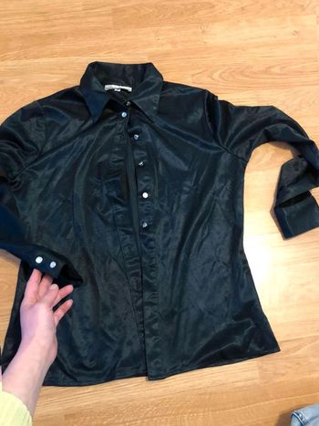 Chemise  femme noir satinée