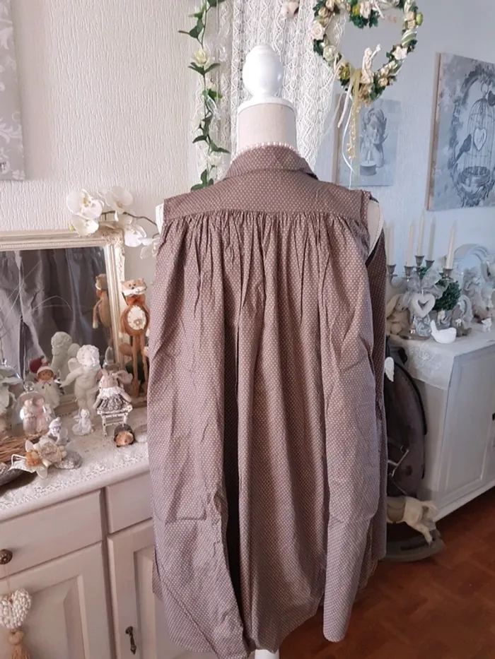 Robe Oversize marron pois blanc Escandelle Paris T M Neuve - photo numéro 2