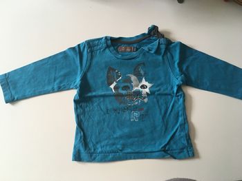 T-shirt bleu garçon manches longues « jean Bourget » 18 mois