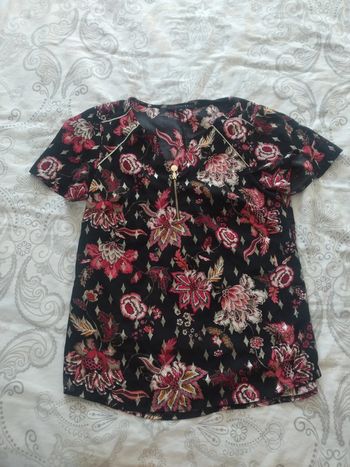 Haut Blouse soie noir avec motif