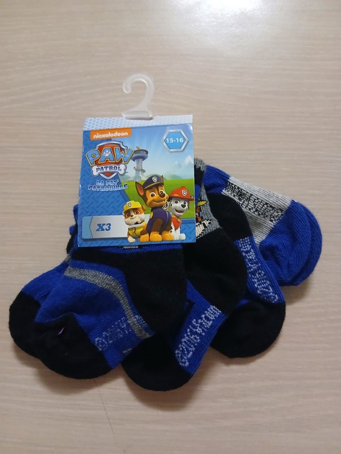 Lot de 3 paires de chausettes bebe pointure 15/16 neuve la pat'patrouille - photo numéro 3