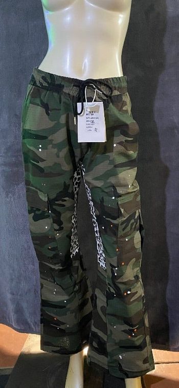 Pantalon baggy militaire large vert kaki taille XL mixte