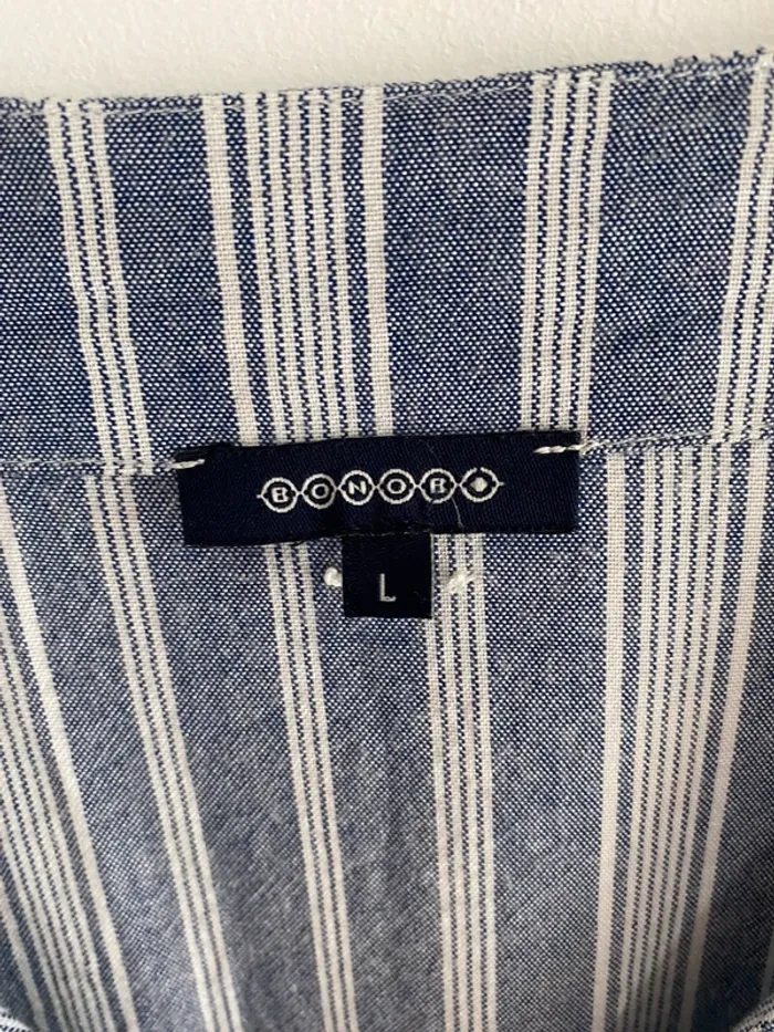 Robe manche longue Bonobo bleu rayé crème - photo numéro 9