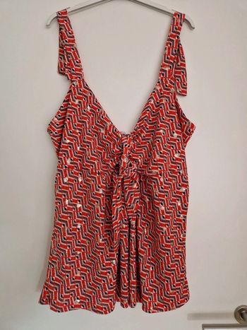 Débardeur été fluide femme Paprika orange géométrique L