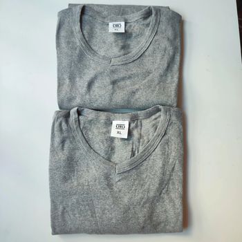 Lot de 2 tee-shirts gris col V en coton pour homme taille XL, ORO