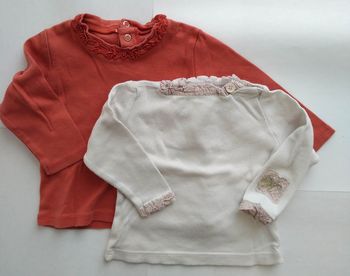 #lot De 2 T-Shirts Manches Longues Bébé Fille Taille 12 Mois