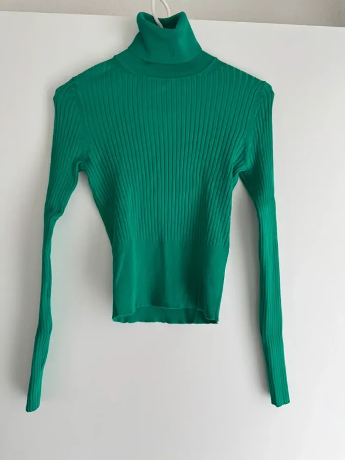 Col roulé vert Zara - photo numéro 5
