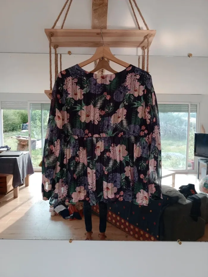 Blouse femme 40 fleurie pastel bleu marine c26 - photo numéro 12