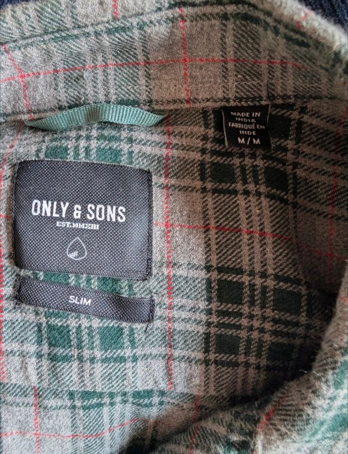 Only & Sons chemise à carreaux gris/vert - Slim - Taille M - photo numéro 4