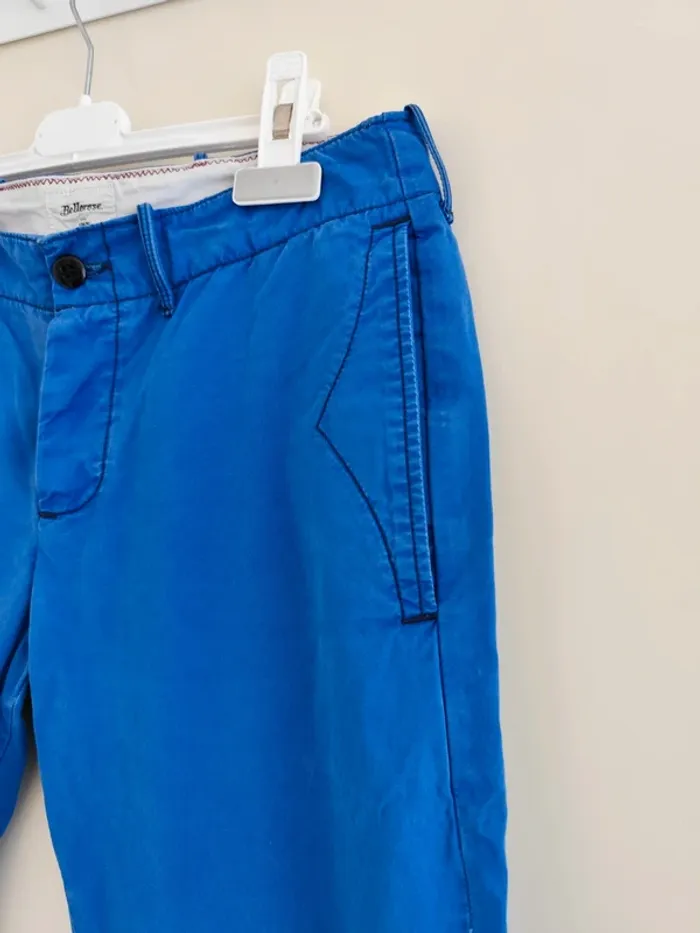 Beau pantalon bleu Belle rose coupe droite - photo numéro 5