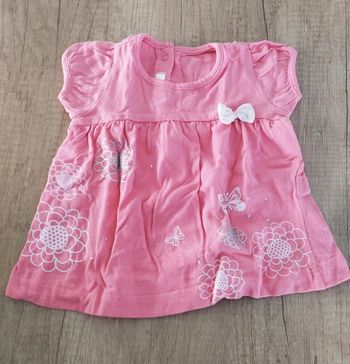 T-shirt manches courtes fille rose papillons 🦋 taille 1 mois Gémo