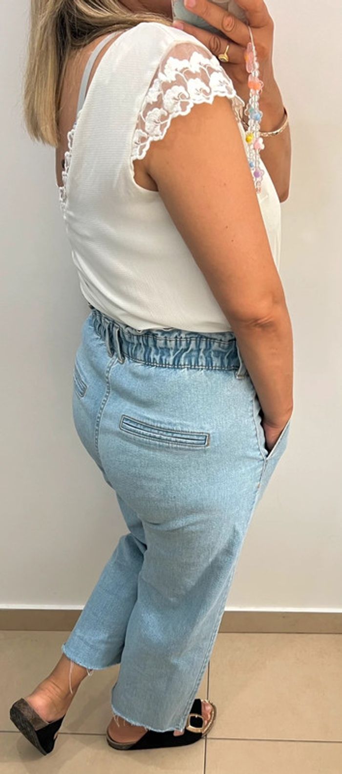 Blouse dos ouvert avec broderie et tulle Taille S - photo numéro 5