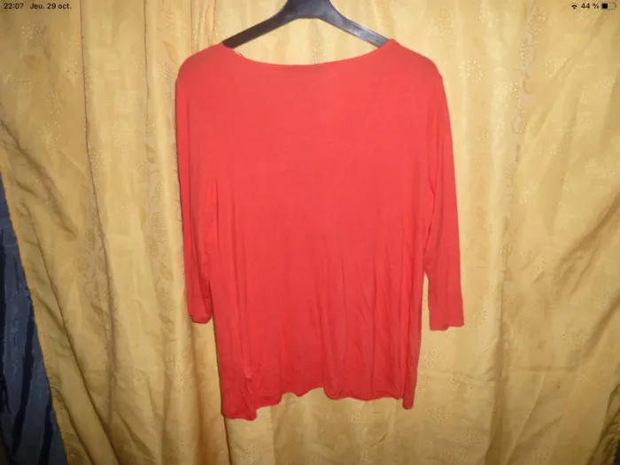 polo tunique haut rouge corail KIABI taille 46 / 48 neuf - photo numéro 3