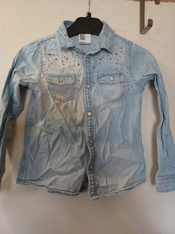 Chemise effet jeans délavé avec strass H&M 5/6ans