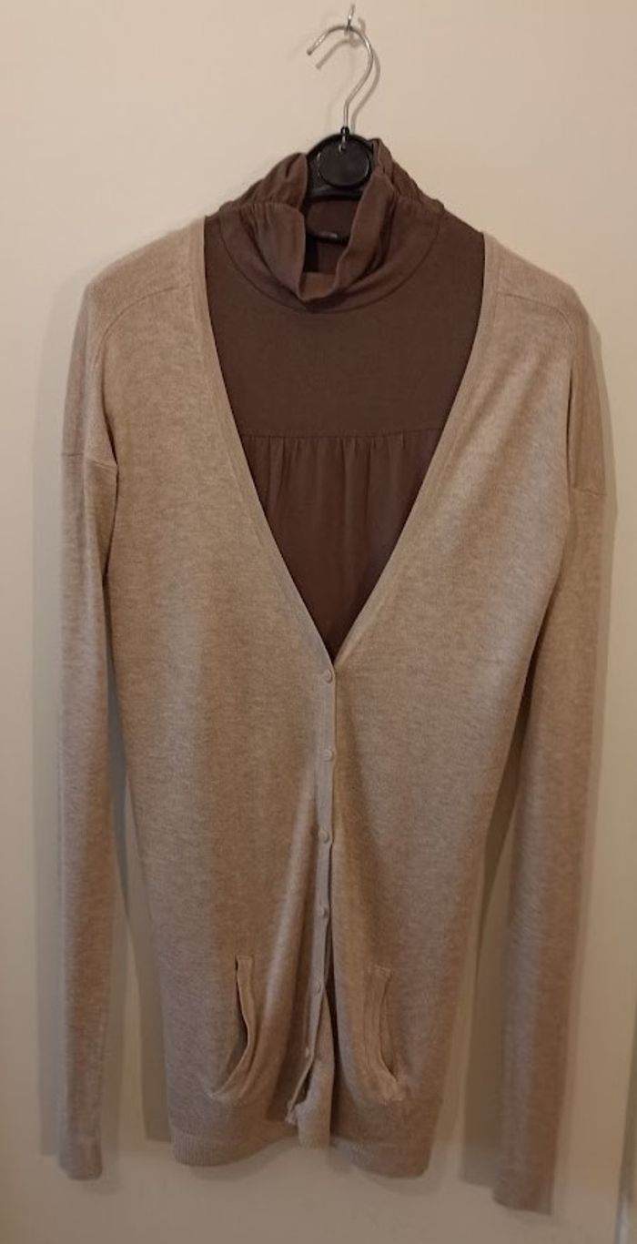 Gilet Long Beige / Nude - Cardigan Léger Chic & Tendance - photo numéro 3