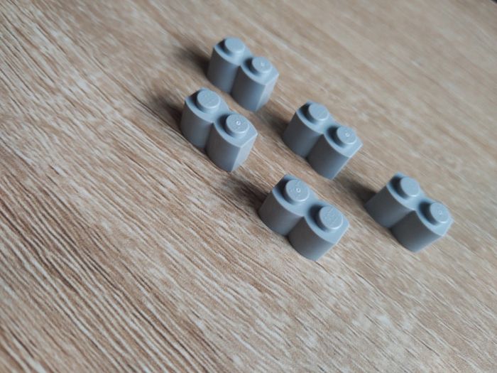 Lego 1x2 gris brique mur arrondie lot de 5 - photo numéro 3