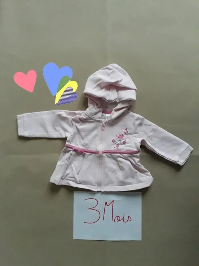 Gilet zippé à capuche 3 Mois