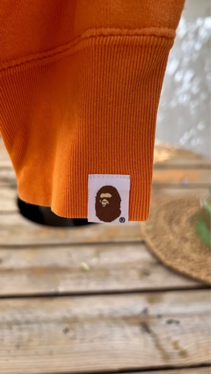 Pull A Bathing Ape Shark imprimé graphique coton-mélange zip sweat-shirt orange homme taille M - photo numéro 3