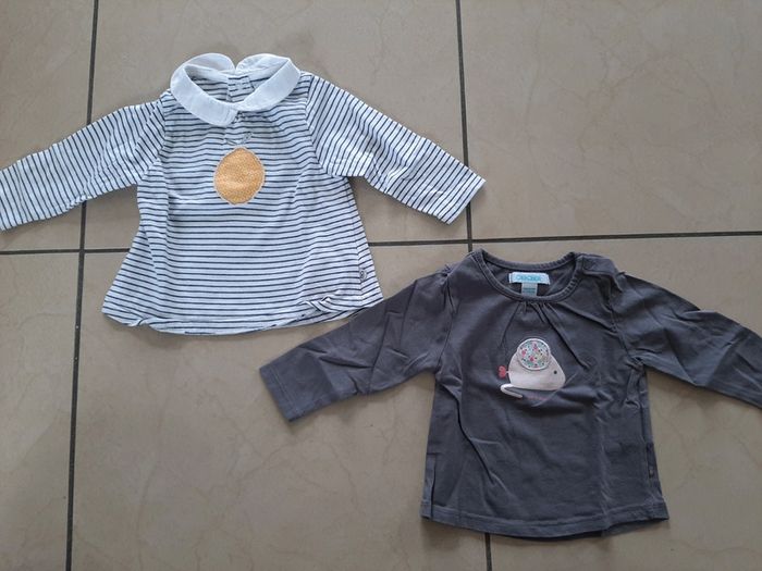Lot de 4 tee shirts manches longues fille 6 mois - photo numéro 2
