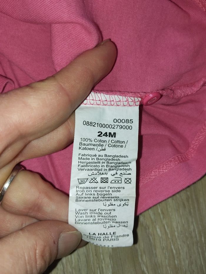 T-shirt mignon manches longues rose motif lapin 24 mois fille - photo numéro 5