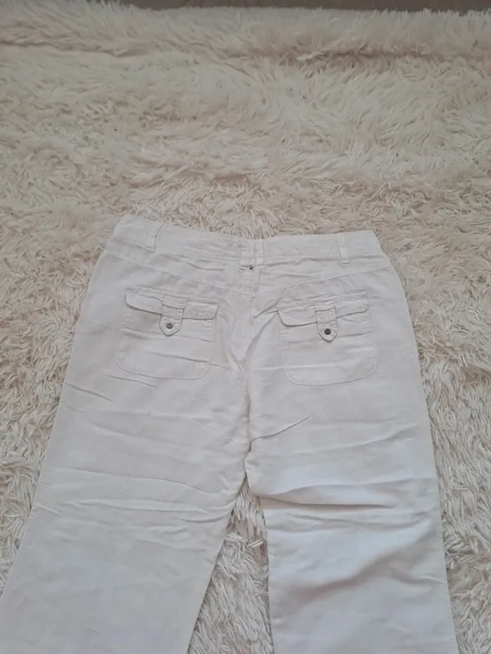 Pantalon blanc en lin et coton - T40- cache cache - photo numéro 6