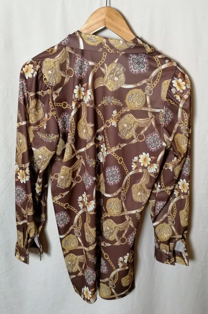 Chemisier bijoux marron doré Taille L Vintage - photo numéro 14