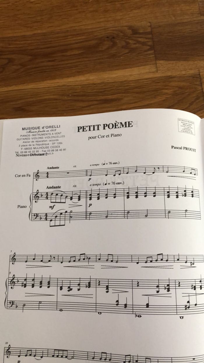 Pascal Proust Petit poème Partition - Cor - photo numéro 3