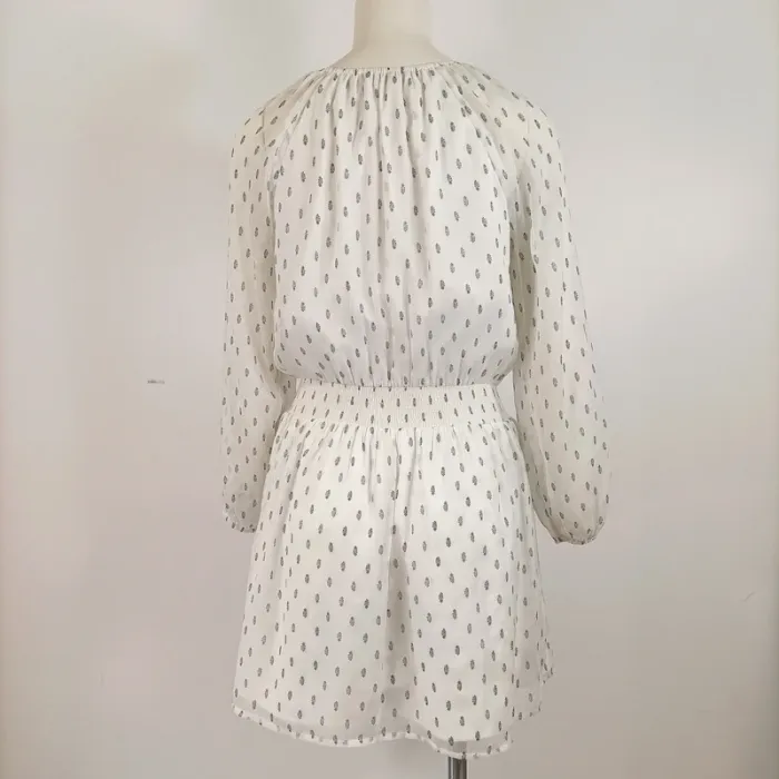 Robe Abercrombie & Fitch blanche à motifs - Taille XS - Style bohème chic A662 - photo numéro 5