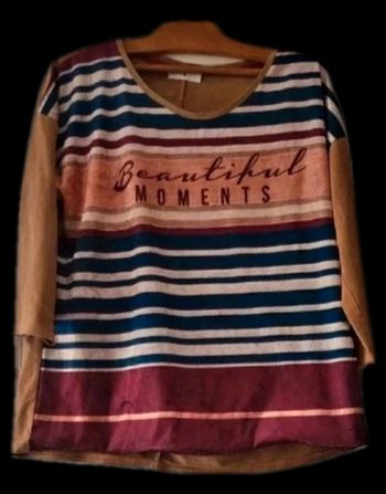 T-shirt manches 3/4 velours ras suédine vintage