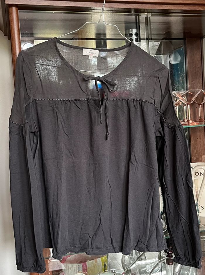 Haut XS manches longues Cyrillus gris anthracite
