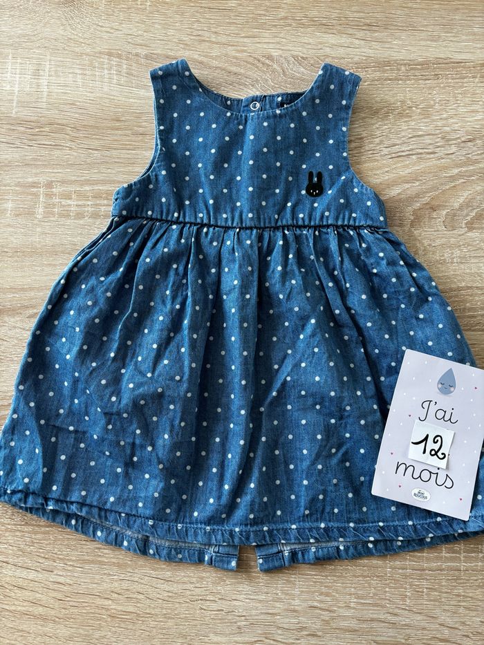 Robe jean pois lapin KIABI t.12m