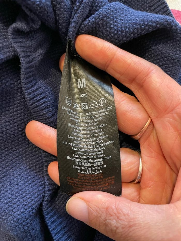 Pull homme à manches longues extensible bleu marine col rond IKKS taille M - photo numéro 7