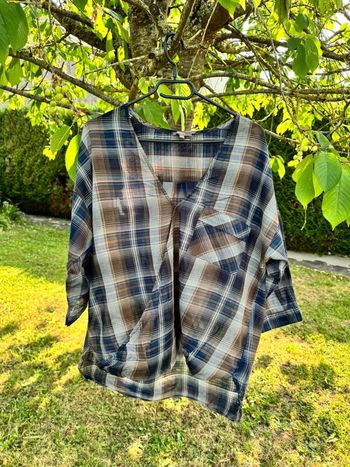 Blouse 3/4 à carreau || grain de malice || XL