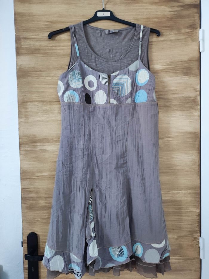 Robe courte Kiabi 38 taupe turquoise