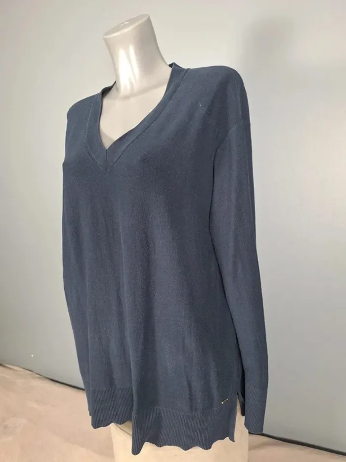 Pull Tommy Hilfiger Femme – Col V – Bleu Marine – Taille XL (633) - photo numéro 3
