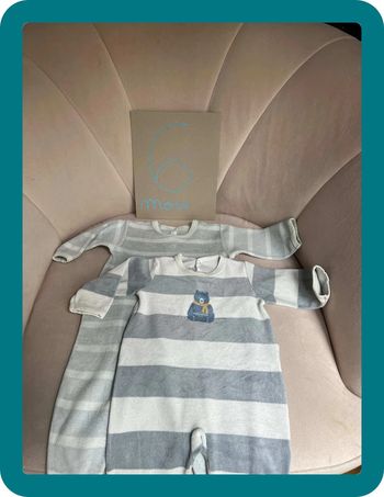 Pyjama velours rayé nounours 6 mois - Petit Bateau