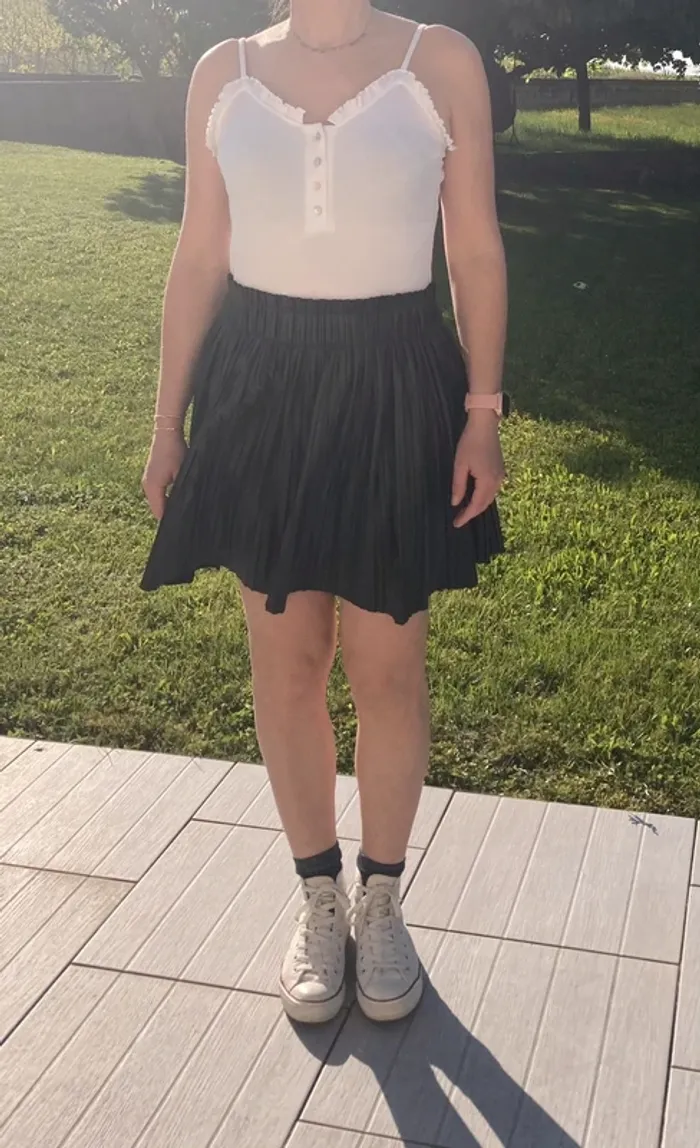 Jupe plissée simili cuir