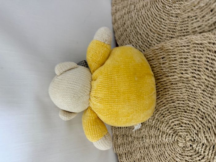 souris CP INTERNATIONAL doudou boule jaune noeud vichy marron et beige - photo numéro 3