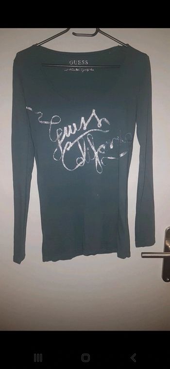 T-shirt manches longues Guess S vert canard