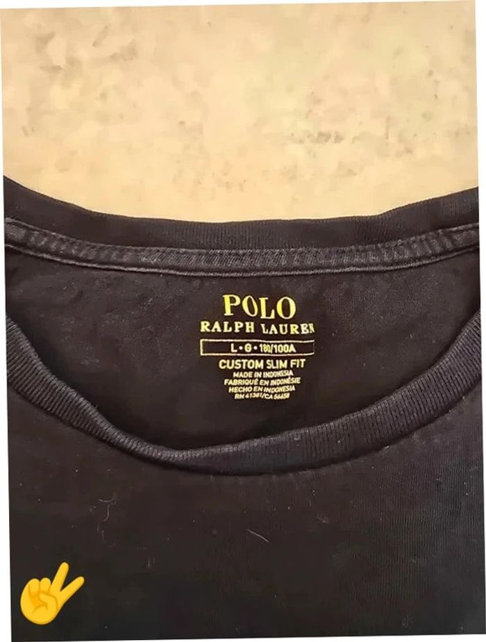 T-shirt Ralph Lauren L coupe col rond noir Homme Men tee80 - photo numéro 3