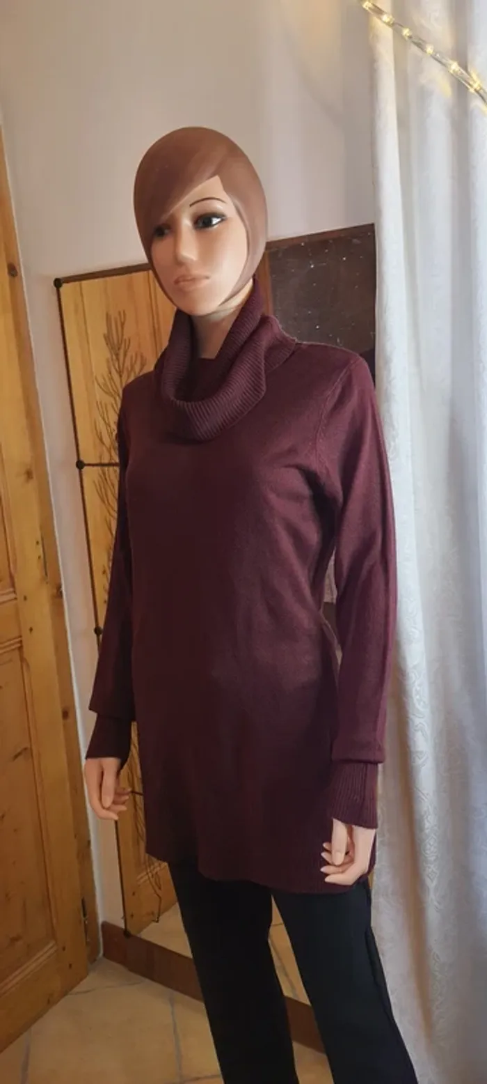 Pull col roulé bordeaux femme "Arkitec" taille M