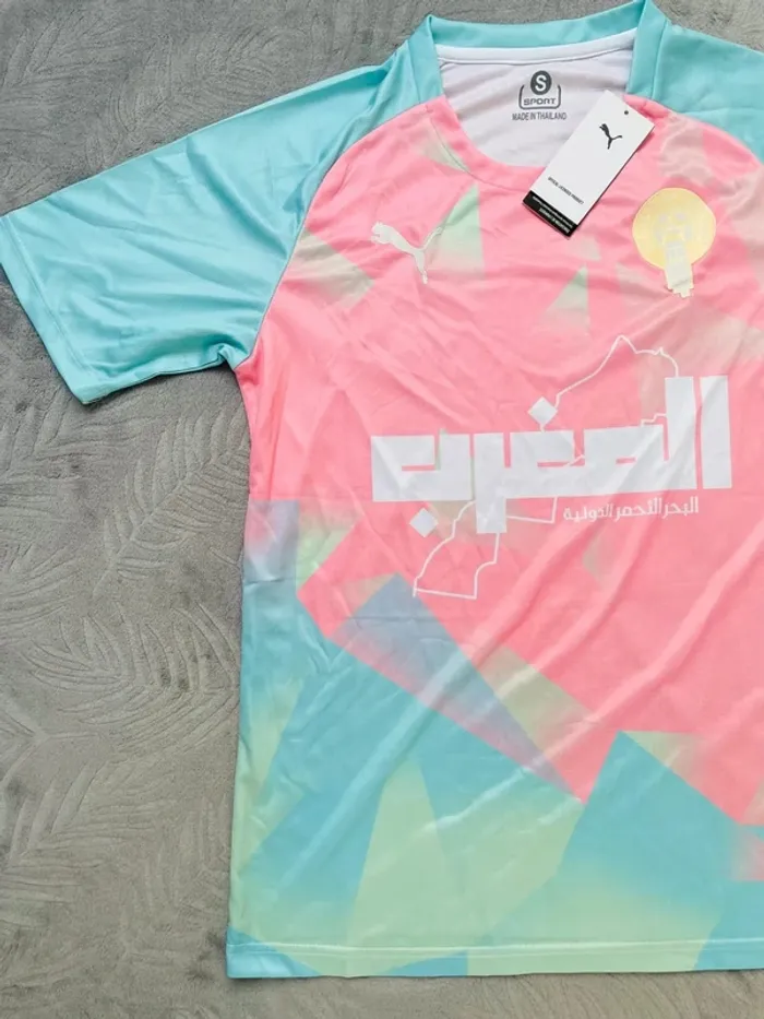 Maillot concept foot Maroc rose et bleu taille S - photo numéro 2