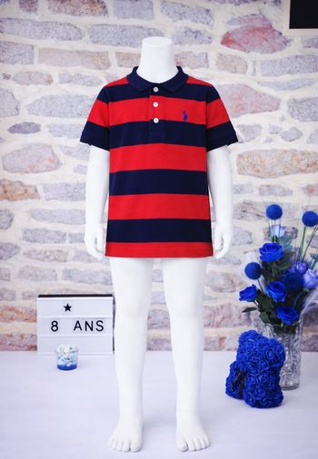 Polo à rayures henley rouge et marine Garçon taille 8 ans marque Ralph Lauren 🎸