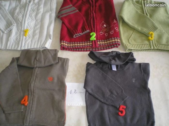 Lot 5 Gilets et pull - Garçon 12 mois