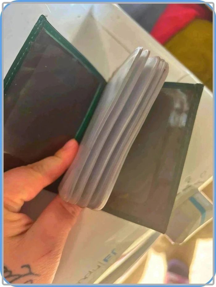 Porte carte vintage en cuir vert - photo numéro 3