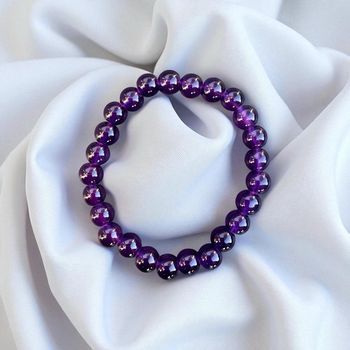 Bracelet en pierre naturelle 8mm – Améthyste – Neuf jamais porté